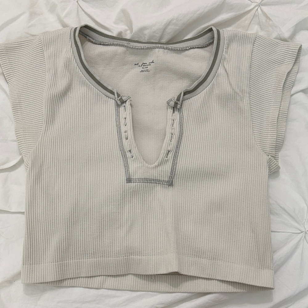 Urban Outfitters Cream Ribbed Top